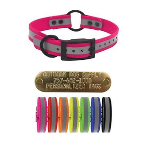 1" reflektierendes SoftFlex Beta Mittelring Hundehalsband mit Messing Namensschild - Bild 1 von 51