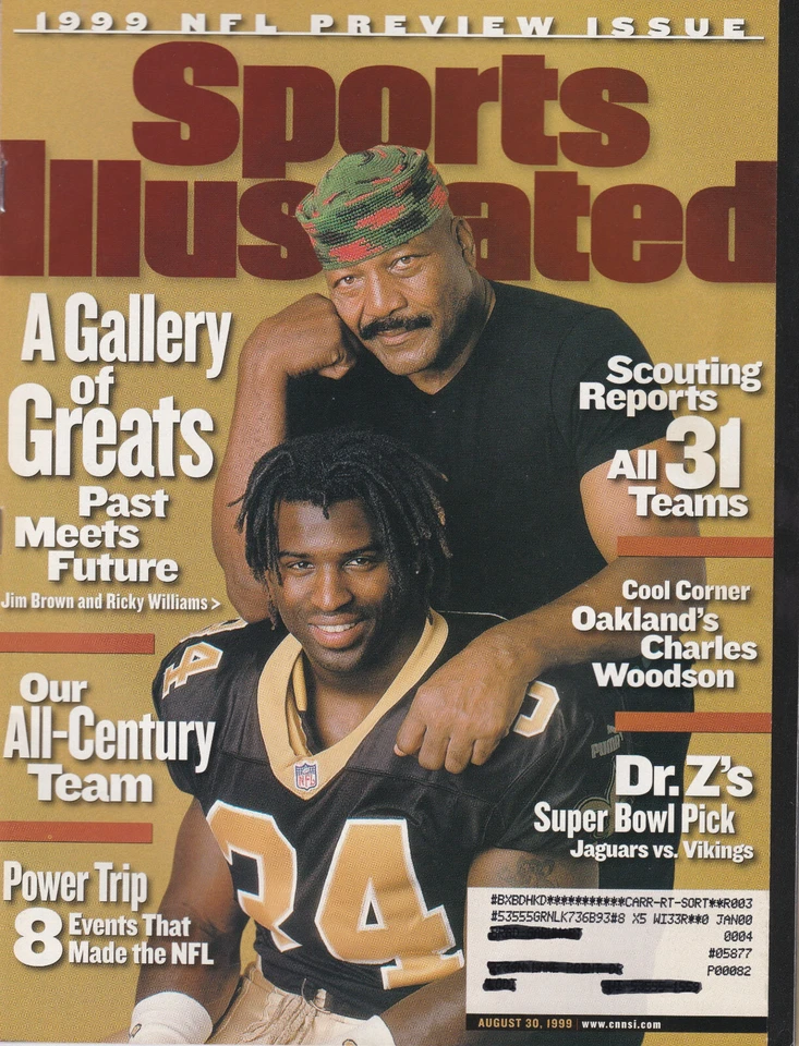 Sports Illustrated 1999-8-30 - Ricky Williams, New Orleans Saints, Jim Brown Foto 1 de 1