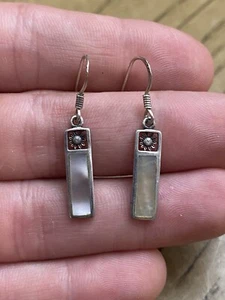 PSCL Peter Stone 925 Sterling Silver Designer Signed Abalone Dangle Earrings - Picture 1 of 2