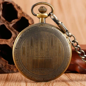 Vintage Treasure Box Mechanical Hand Wind Pocket Watch for Men Women Chain Gift - Picture 1 of 6