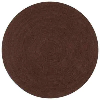 Rug 100% Natural Brown Jute Round Style Braided Rug Reversible Rustic Look Rugs - Image 1 of 4