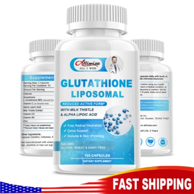 Liposomal Glutathione Reduced L-Glutathione 1000mg Antioxidant Anti-Aging - Image 1 of 4