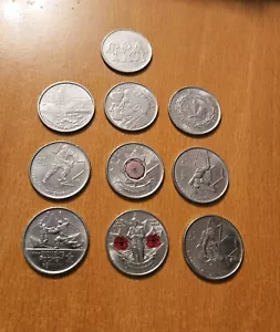 LOTE DE 10 MONEDAS CONMEMORATIVAS INUSUALES DE 25 CENTAVOS - MONEDA CIRCULADA CANADÁ #2 - Imagen 1 de 12