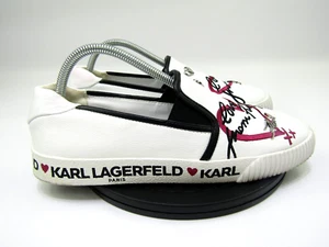 Karl Lagerfeld Slip On Sneakers Womens 10M Jessie Love From Paris Shoes Logo - Picture 1 of 12