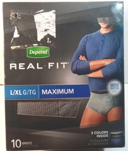 Depends® Real Fit® Briefs for Men (Size: Large/Extra Large 38 - 50") 10 Pack* - Picture 1 of 11