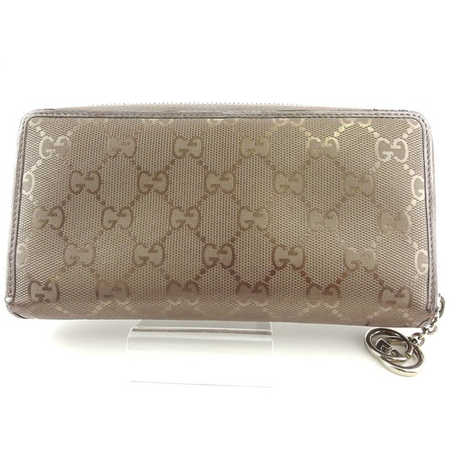 GUCCI portafoglio GG imple grigio grigio rivestimento tela ?~ pelle Autentico usato