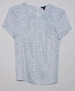 New Ann Taylor Womens Top Shirt Blouse size 10 Polka Dot Short Sleeve $99 - Picture 1 of 2