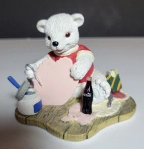 1996 Coca Cola Polar Bear Cubs "With All My Heart” Art Crayons H72036 Figurine - Picture 1 of 5