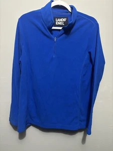 LANDS END Royal Blue  Fleece 1/4 Zip Pullover Kids Large 14/16 - Picture 1 of 3