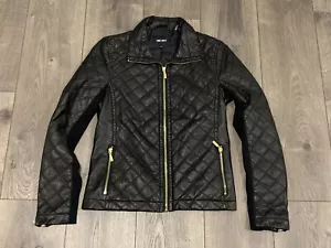 Nine West Faux-Leather Biker Jacket - Women's - Size Small- Black - Picture 1 of 6
