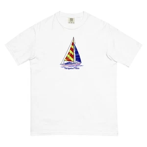 Unisex Garment-dyed Heavyweight T-shirt With Sailboat Print - Picture 1 of 14