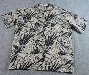 Dickies Mens XL Desert Flower All Over Black Woven Short Sleeve Button Shirt NEW - Picture 1 of 16
