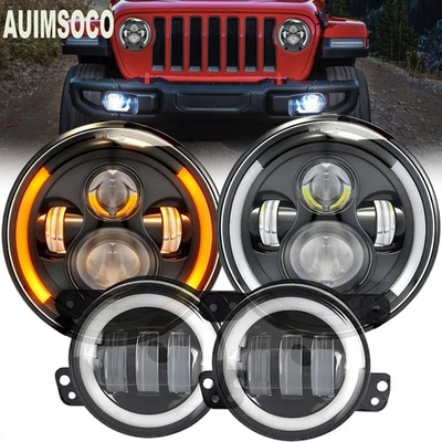 Kits de faros antiniebla delanteros LED 7" 4"" para Jeep Wrangler JK JKU 07-17 combo Foto 1 de 4