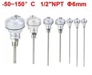 RTD PT100 Temperaturfühler Fühler 1/2"NPT Gewinde Thermoelement KlemmenkopfΦ6mm - Bild 1 von 19