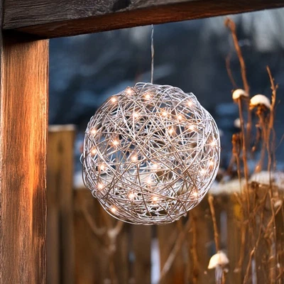esotec Solar LED Drahtkugel bernsteinfarben, 50 LEDs, Ø25cm, winterfest 102114 - Bild 1 von 4