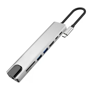 8 In 1 TypeC To 4K For Docking Station Adapter Fast Charger Dock Statio NEW - Afbeelding 1 van 12