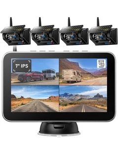 ZEROXCLUB 4 Telecamera di backup wireless solare magnetica HD1080P 7" monitor DVR senza fili - Foto 1 di 8