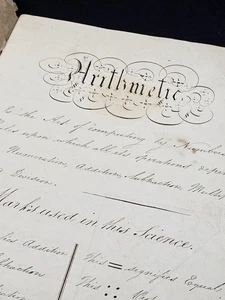 c1850s MANUSCRIPT MATHEMATICS - ARITHMETIC - Maths CALLIGRAPHY Victorian Scarce - Imagen 1 de 16