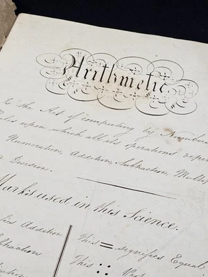 c1850s MANUSCRIPT MATHEMATICS - ARITHMETIC - Maths CALLIGRAPHY Victorian Scarce - Image 1 of 4