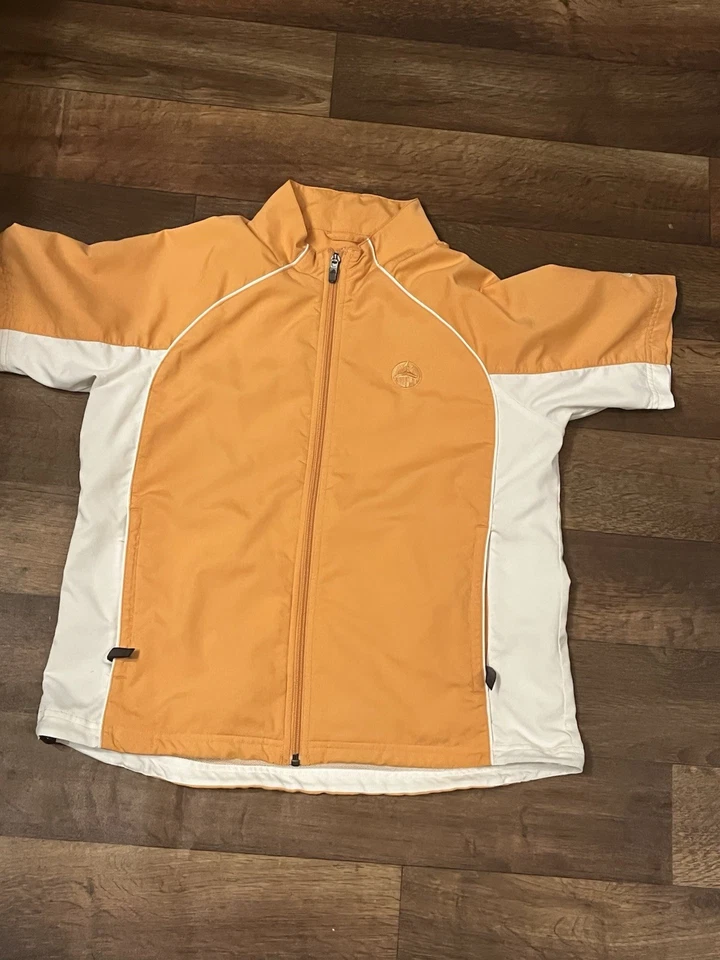 Adidas Auténtico Cortavientos Manga Corta Cremallera Completa Naranja Talla Pequeña A Prueba de Clima Viento Foto 1 de 4