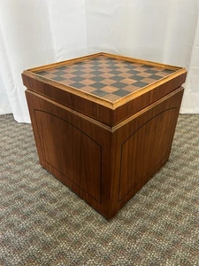 Scacchiera Mid Century Modern Lane gioco da tavolo cubo ottomano vintage legno portaoggetti sgabello - Foto 1 di 16