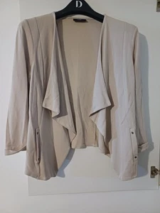 Ladies Worn Once Wallis Size Large Short Waterfall Cardigan Beige - Picture 1 of 5