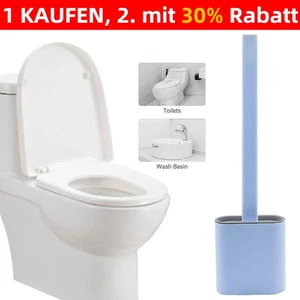 WC-Bürste Silikon Toilettenbürste Klobürste Wandmontage Bürstengarnitur Blau DHL - Imagen 1 de 8