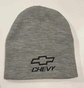 Vintage Chevrolet Totenkopf Mütze Strick Beanie Mütze Chevy Logo GM offiziell Erwachsene grau - SCHÖN! - Bild 1 von 2