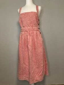 GAP Denim rosa Kleid 2 Jeans Pullover Schürze Overall seitliche Knöpfe ärmellos Taschen - Bild 1 von 10