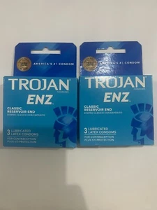 Trojan ENZ Premium Lubricated Latex Condoms - 3 count LOT OF 2 EXP: 08/2023 - Picture 1 of 2