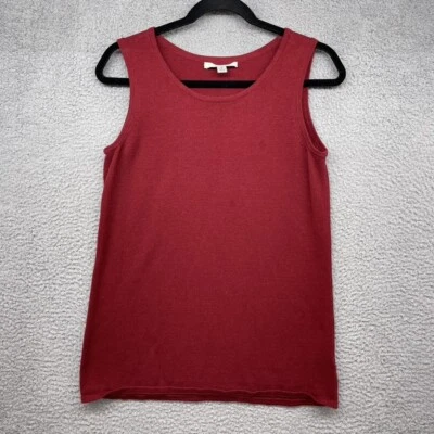 Liz Claiborne Womens Tank Top Red Knit Sleeveless Scoop Neck Size M - Image 1 of 4