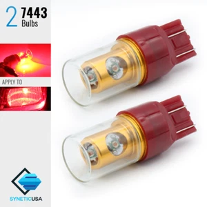 Syneticusa 7443 7440AL Turn Signal Parking Red LED Light Pair Bulbs 20W - Picture 1 of 4