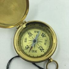 Nautical Brass Finish Compass w/ Lid Brass Face Pocket Style Pendant 1.75"