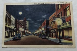 Main St. At Night, Looking South, Sumter, S.C. (See Description) PC (S2) - Picture 1 of 2