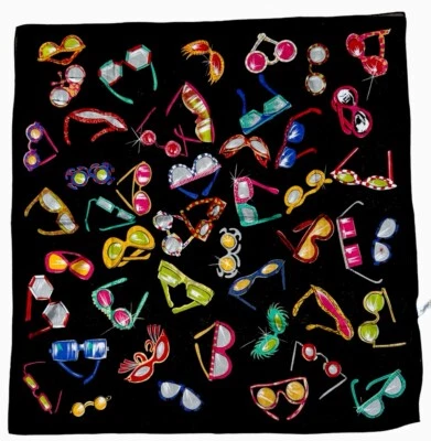 全新带标签 Ann Taylor 标志性复古设计师太阳镜棉质围巾新奇印花 — 第 1/4 张图片