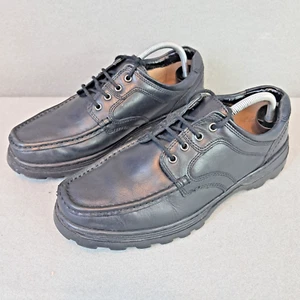 Scarpe casual eleganti da uomo Clarks Cushion Cell in pelle nera UK 8,5 HH extra larghe - Foto 1 di 11