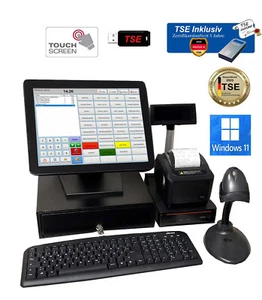 15 " TSE TOUCHSCREEN EINZELHANDEL KASSENSYSTEM MIT ZUBEHÖR + TSE STICK TSE Win11 - Bild 1 von 9