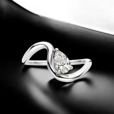 18k White Gold Ring IGI Certified Lab Created 1 Ct Pear Cut Diamond Black Friday - Image 1 of 4