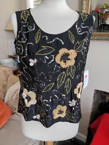 Cadari Beautiful Black With Sequin - Beads Top Size M - Picture 1 of 10