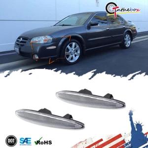 FITS 2000-2003 NISSAN MAXIMA FRONT SIDE MARKER LIGHT HOUSINGS CLEAR LH & RH PAIR - Picture 1 of 8