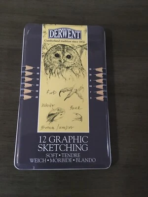 Vintage DERWENT LÁPIS DE DESENHO GRÁFICO ESBOÇO Conjunto de 12 MACIOS #34215 NOVO - Imagem 1 de 4