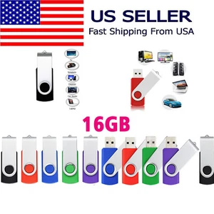10 Pack 16GB Swivel Flash Drive Folding Memory Stick Pen Drive U Disk USB2.0  - Picture 1 of 15