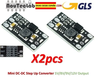 2pcs Mini DC-DC Boost Step Up Converter Board Module 3.7V to 5V 8V 9V 12V Output - Imagen 1 de 4