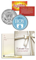 "It's a Boy" Baby Gift  Keepsake JFK Kennedy Half Dollar U.S. Colorized Coin