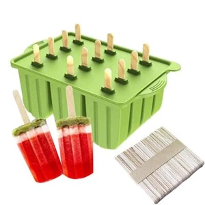 Silicone Ice Mould Cream Block Molds icy Pole JellyPop Popsicle Maker 12 Frozen - Picture 1 of 15