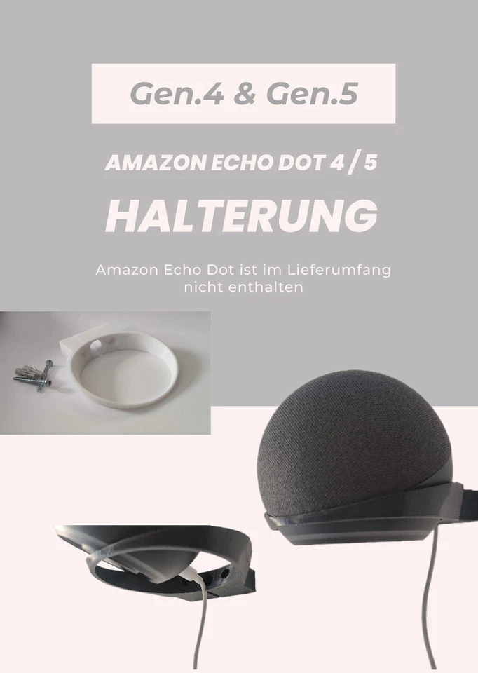Amazon Echo Dot 4 & 5 Halterung | Gen.4 | Gen.5 | Wandhalterung | Zubehör - Bild 1 von 1
