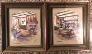 2 Vintage Paul Porter Hanging Framed Picture PRINTS - Picture 1 of 4