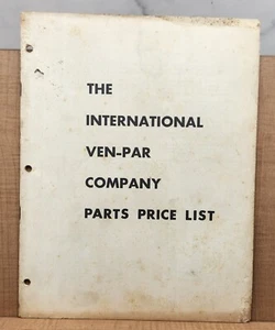 The International Ven-Par Company Teile Preisliste Vintage 1960 Maschinen - Bild 1 von 4