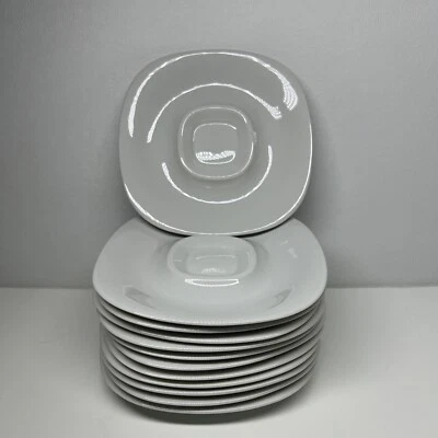 Block TRANSITION WHITE Saucer Plates 6 3/8" Langenthal Switzerland Set Of 12 - Image 1 of 4