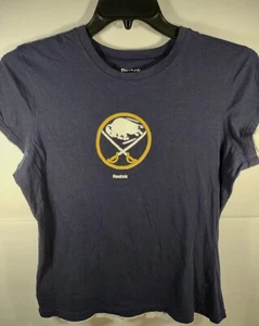 BUFFALO SABRES NHL Women's Large T-Shirt Navy Gold Logo - Picture 1 of 6